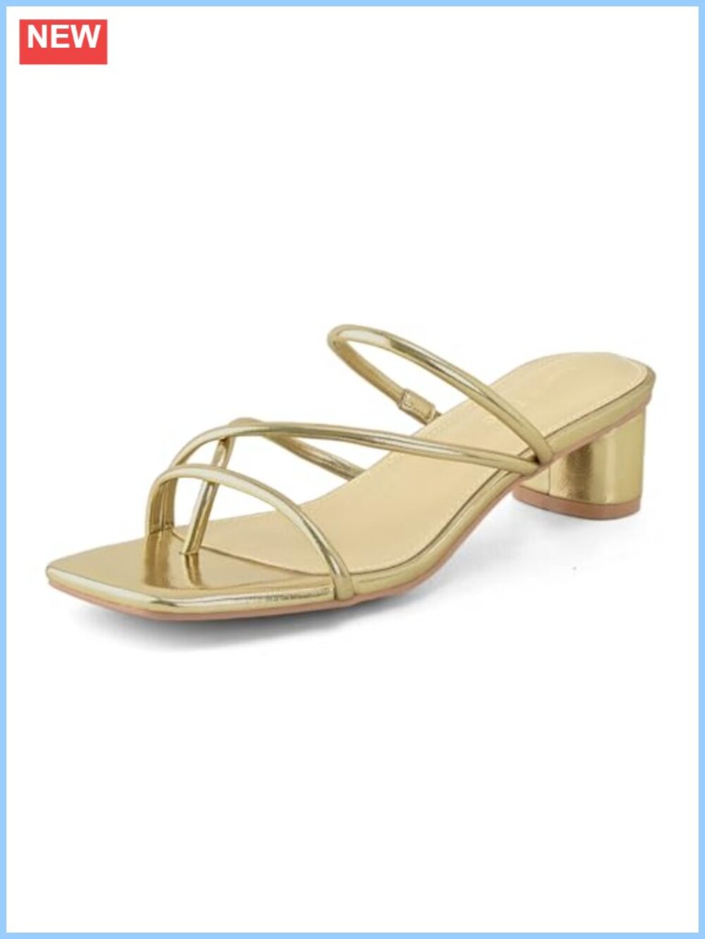 Faux Leather Strappy Chunky Thong Heel Mules Square Toe Kitten Sandals
